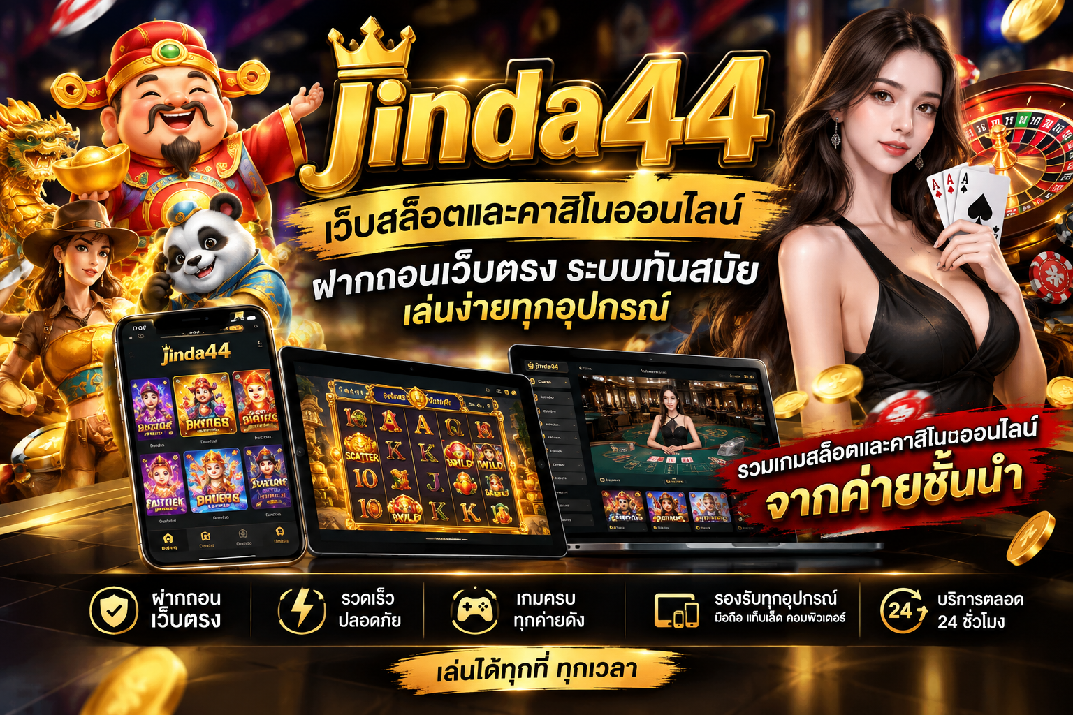 jinda44 เว็บสล็อตและคาสิโนออนไลน์ ฝากถอนเว็บตรง ระบบทันสมัย